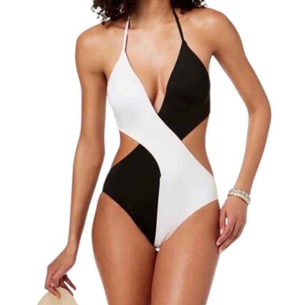 Bar III Colorblocked Halter One-Piece-NWT